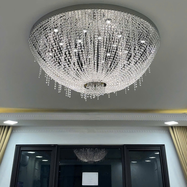 Đèn pha lê 110PL dimmer 3 màu có điều khiển thông minh KT: D1200xH500mm